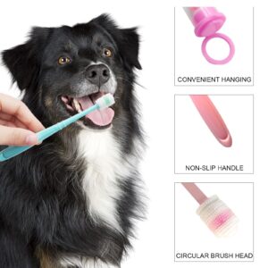 BLMHTWO 2 Pieces Cat Toothbrush, Small Dog Toothbrush 360-Degree Dog Toothbrush Small with Independent Transparent Packaging Box and PP Handle Silicone Dog Toothbrush for Small Dogs (Green and Pink)