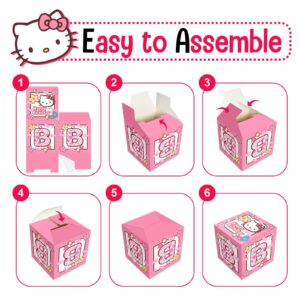 AFZMON Kitty Decoration Balloon Box, 4 PCS Pink Kitty Birthday Party Decoration Boxes for Hello Party, Baby Shower, Cute Kitty Theme Party Decor Accessories Pink Supplies