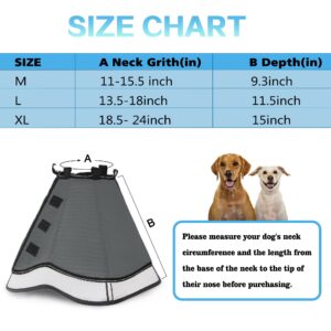 INKZOO Dog Cone Collar for After Surgery, Soft Pet Recovery Collar for Dogs and Cats, Adjustable Cone Collar Protective Collar for Large Medium Small Dogs Wound Healing (Sliver, Large)