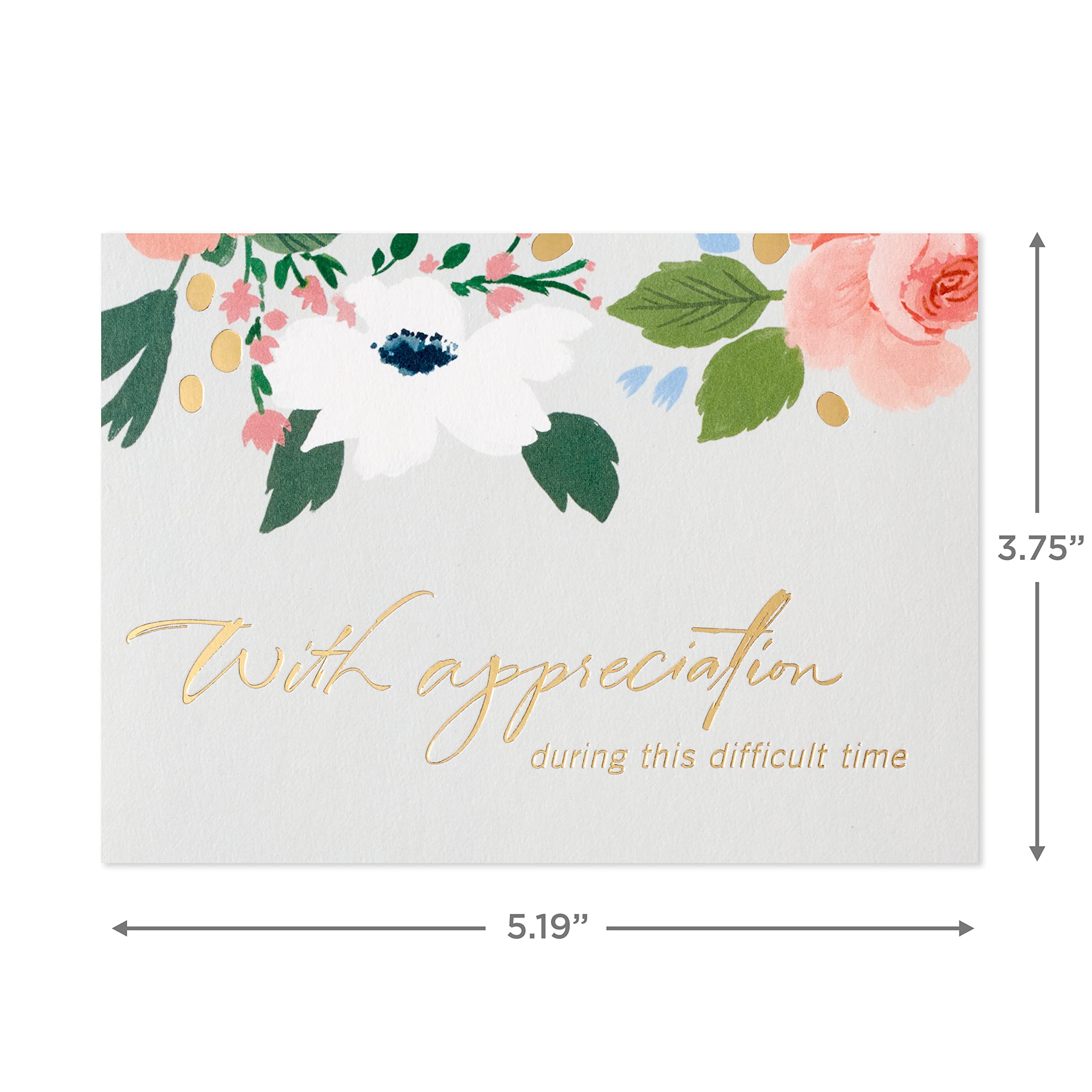 Hallmark Funeral Thank You Cards Assortment, Gold Foil Flowers (50 Thank You for Your Sympathy Cards with Envelopes)