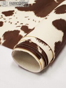 vinyl upholstery embossed texture fabric cow fake leather / 54" wide/sold by the yard (brown on cream)