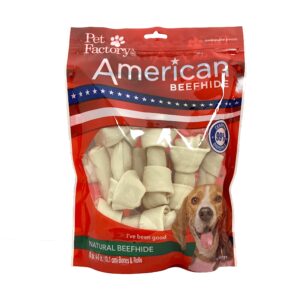 Pet Factory American Beefhide 4-5" Assorted (Bones & Chip Rolls) Dog Chew Treats - Natural Flavor, 10 Count/1 Pack