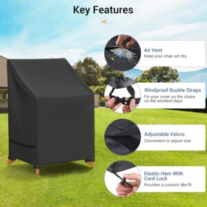 Mrrihand Outdoor Chair Cover, Stackable Patio Chair Cover for Outdoor Furniture Cover Waterproof, Heavy Duty Patio Furniture Covers Fits for 4-6 Stackable Dining Chairs, 25" W× 25" D× 47" H, Black