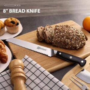 KEEMAKE Bread Knife 8 Inch, Serrated Knife for Sourdough Bread, High Carbon Stainless Steel Razor Sharp Bread Slicing Knife, Professional Cutting Knife for Homemade Bread, Bagels, Cake