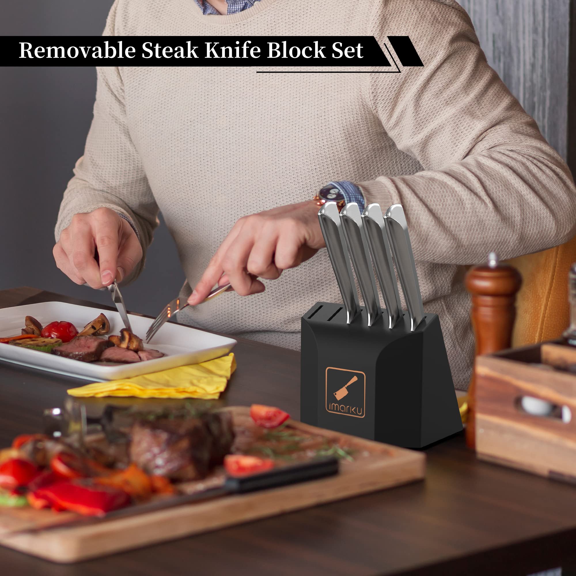 imarku Knife Set, 16 Pcs Kitchen Knife Set with Block, Ultra Sharp Stainless Steel Chef Knife Set, Dishwasher Safe Knife Block Set with One-piece Ergonomic Handle, Christmas Gifts for Women and Men