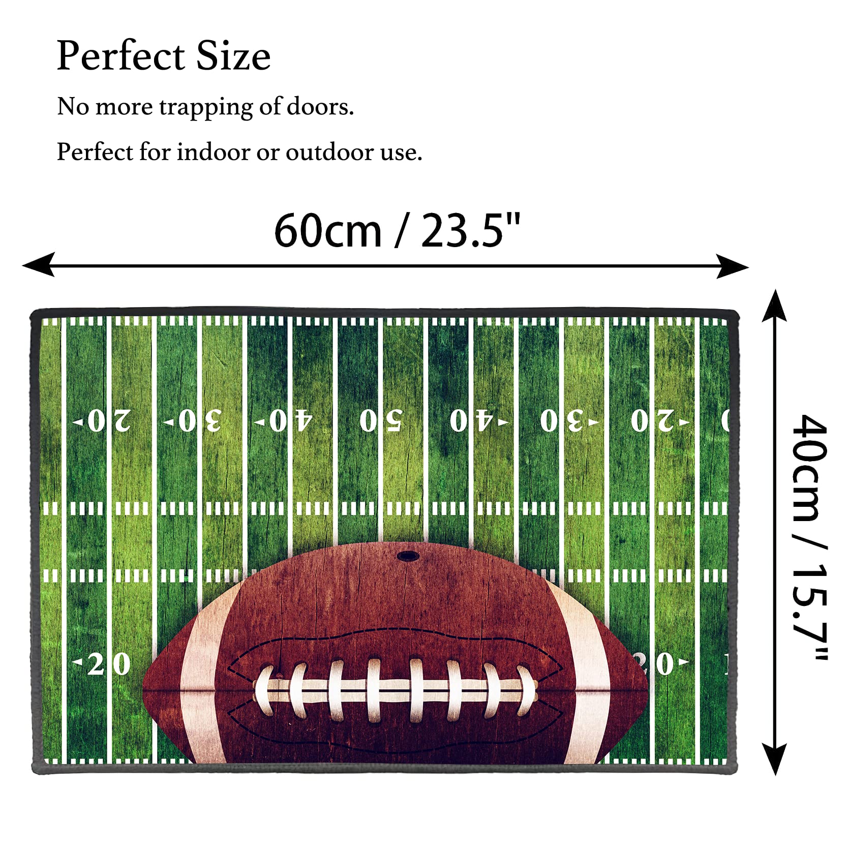 Sports Area Rug,Retro American Football Field and Rugby Floor Mat Non-Slip Doormat Living Dining Dorm Room Bedroom Decor Carpet 24X16inch