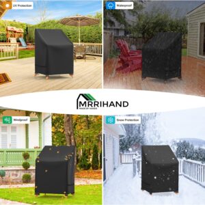 Mrrihand Outdoor Chair Cover, Stackable Patio Chair Cover for Outdoor Furniture Cover Waterproof, Heavy Duty Patio Furniture Covers Fits for 4-6 Stackable Dining Chairs, 25" W× 25" D× 47" H, Black