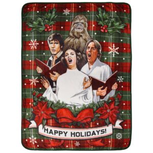 northwest star wars holiday chorus carolers plush throw blanket 46" x 60" (117cm x 152cm)