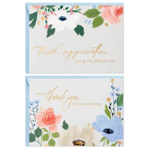 hallmark funeral thank you cards assortment, gold foil flowers (50 thank you for your sympathy cards with envelopes)