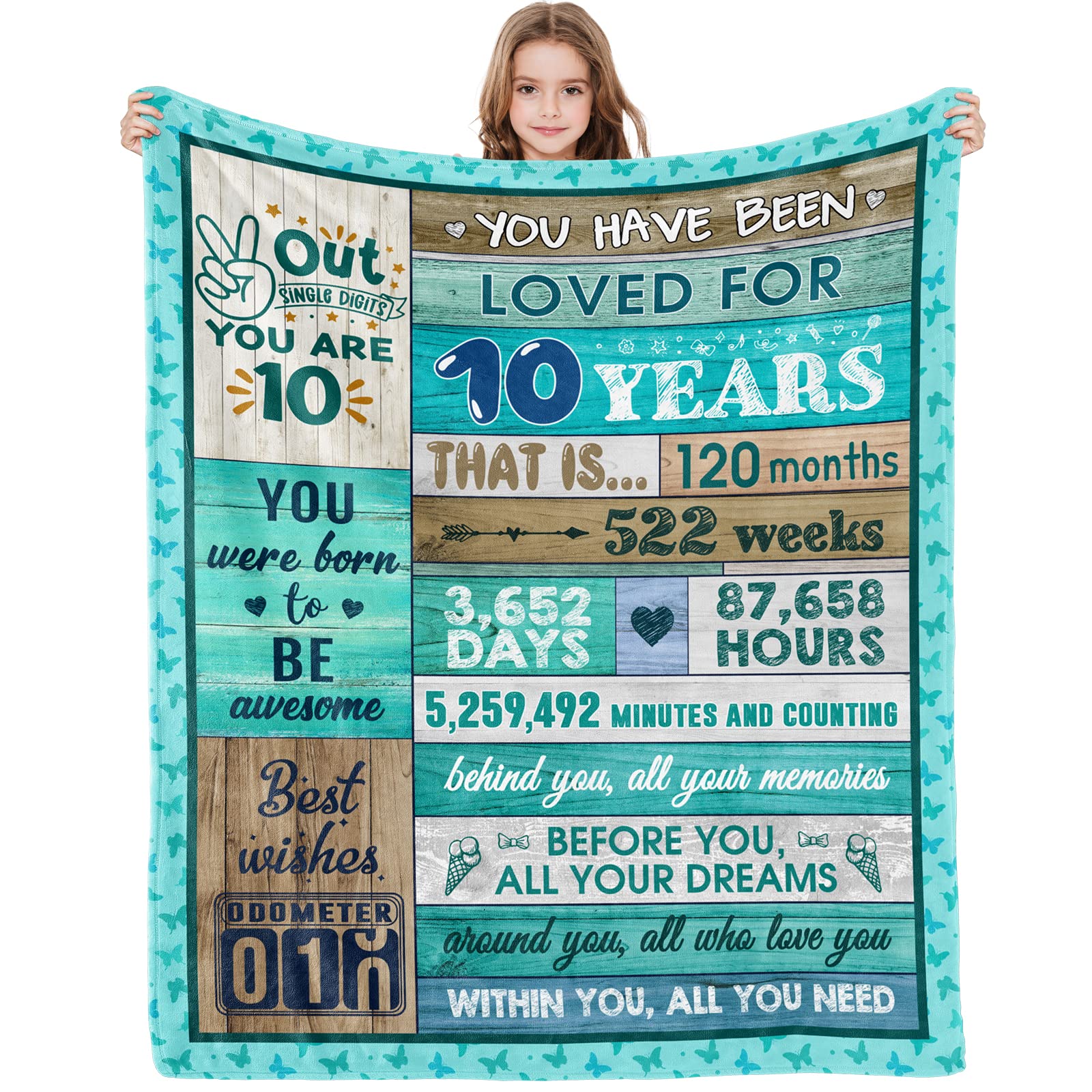 Winkwarm 10 Year Old Girl Birthday Gifts Blanket, 10th Birthday Decorations for Girl, Best Birthday Gifts for 10 Year Old Girl, Birthday Gift Ideas Throw Blanket 60"X50"