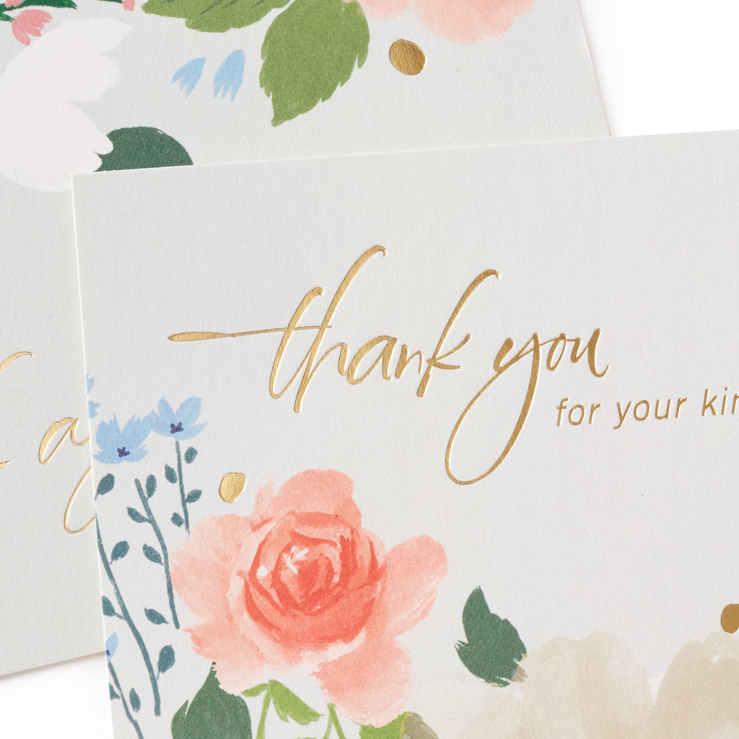 Hallmark Funeral Thank You Cards Assortment, Gold Foil Flowers (50 Thank You for Your Sympathy Cards with Envelopes)