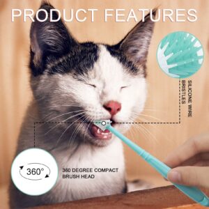 BLMHTWO 2 Pieces Cat Toothbrush, Small Dog Toothbrush 360-Degree Dog Toothbrush Small with Independent Transparent Packaging Box and PP Handle Silicone Dog Toothbrush for Small Dogs (Green and Pink)