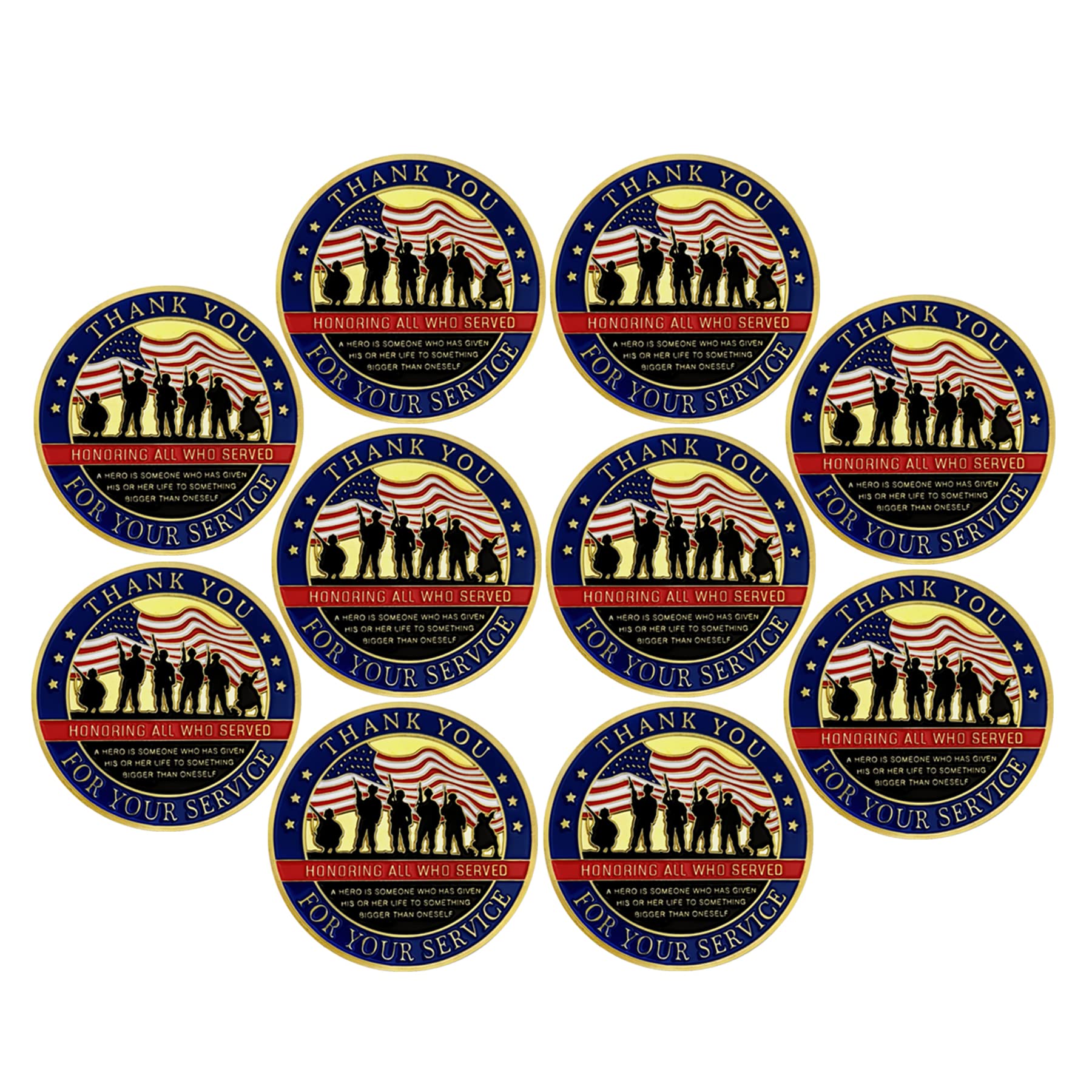 AtSKnSK Thank You for Your Service Military Appreciation Challenge Coin Pack of 10