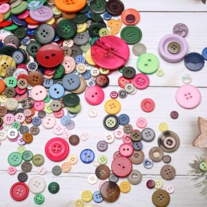 About 330 Resin Buttons of Various Specifications, Handmade Buttons, Sewing DIY Handicraft Buttons, Hand-Painted Decorative Buttons Multicolor Series