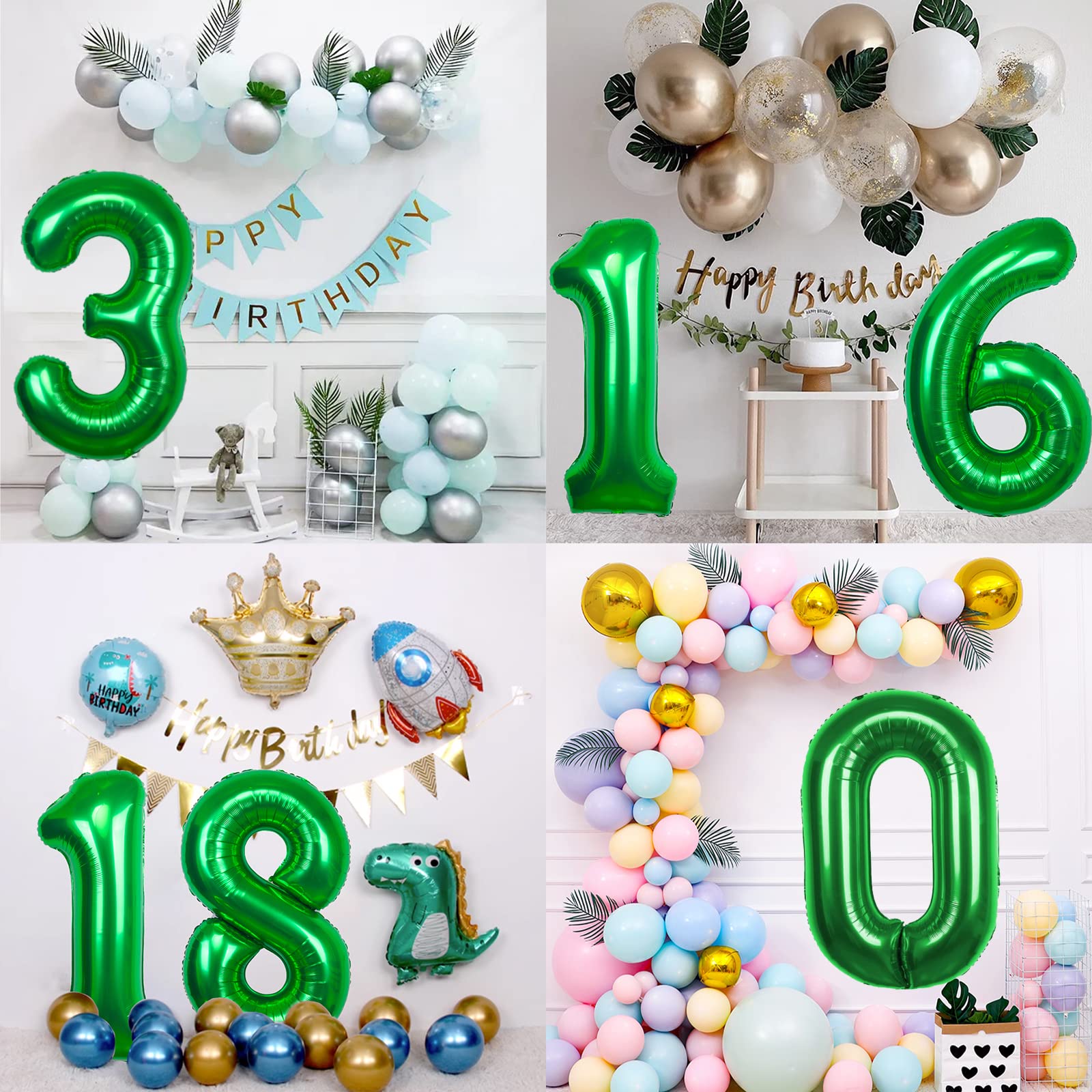 40 Inch Large Green Number 6 Balloon Extra Big Jumbo Mylar Foil Helium Balloons for 6 Year old Birthday Party Celebration Decors Graduations Wedding Anniversary Baby Shower Supply Engagement