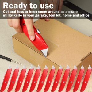 Reginary 20 Pcs Box Cutter Bulk Retractable Utility Knife Heavy Duty Aluminum Alloy Razor Knife for Cardboard Box Carton Opener for DIY, Factory, Home Office(Red)