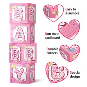 AFZMON Kitty Decoration Balloon Box, 4 PCS Pink Kitty Birthday Party Decoration Boxes for Hello Party, Baby Shower, Cute Kitty Theme Party Decor Accessories Pink Supplies