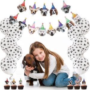 Dog Birthday Party Supplies Serves 20, Puppy Party Decorations Dog Party Plates Banner Napkins Paws Balloons Table Cover and Cake Topper for Doggy Kids Dog Party Decorations