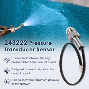 243222 Airless Sprayer Pressure Transducer, Paint Sprayer Pressure Transducer Sensor Fit for Graco 190ES 390 395 490 495 595 695 795 1095 1595 3400 3900 5900 7900