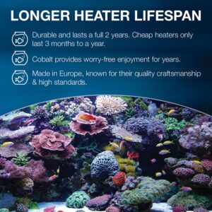 Cobalt Aquatics Neo-Glass Aquarium Heater Made in Europe Fish Tank Heater for Freshwater or Saltwater Tanks, Turtle Tank Heater, Submersible Temperature Controller Thermostat, 200W