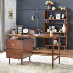 Target Marketing Systems Margo 3-Tier Bookshelf for Home Office, Study, Living Room, Bedroom, Entryway and Hallway, Mid-Century Style Open Bookcase, 36”W x 59.5”H, Walnut