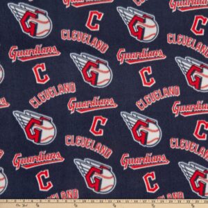 mlb fleece cleveland guardians blue fabric by the yard