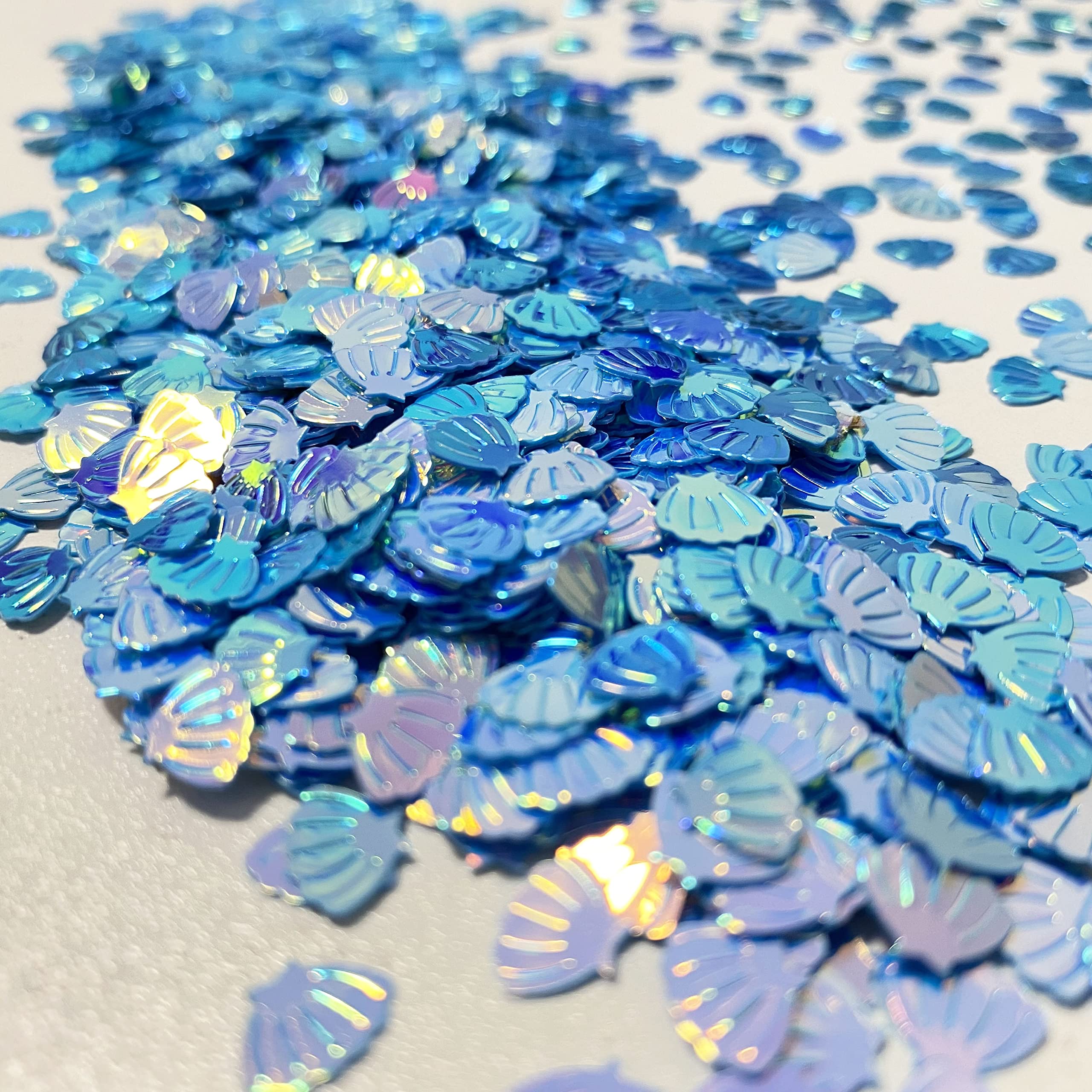 2000 Pieces Mermaid Scallop Party Glitter PVC Confetti for DIY Mold Art Nail Artwork Holiday Engagement Wedding Bridal Shower Birthday Valentines Party Decorations