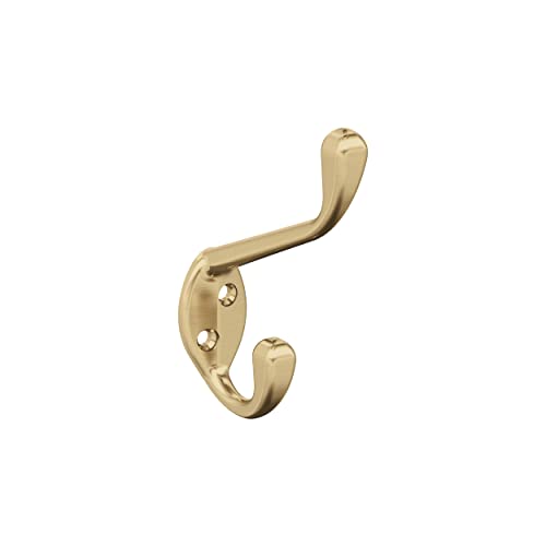 Amerock H55451CZ | Noble Double Prong Decorative Wall Hook | Champagne Bronze Hook for Coats, Hats, Backpacks, Bags | Hooks for Bathroom, Bedroom, Closet, Entryway, Laundry Room, Office