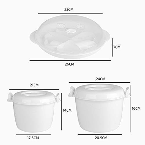 Exogio Microwave Rice Cooker Multifunction Small Lunch Container Microwave Cooker Cookware for Microwave Oven 17.5x21x14cm