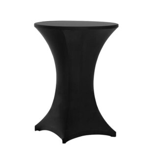 Tina's 6 Pack 32x43 Inch Highboy Spandex Cocktail Table Covers Black, Fitted Stretch Cocktail Tablecloth for Round Tables (6PC 32X43 Black)