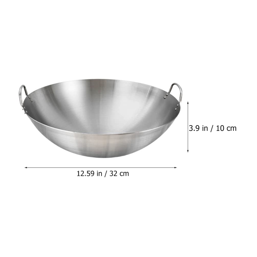 STOBAZA Stainless Steel Wok Pan, 34cm, Nonstick, Multipurpose, Dishwasher Safe