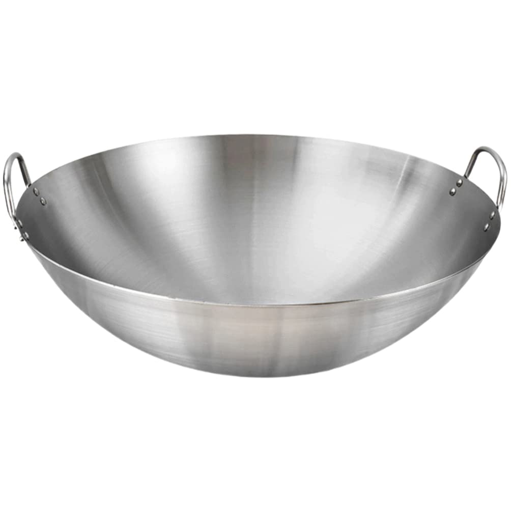 STOBAZA Stainless Steel Wok Pan, 34cm, Nonstick, Multipurpose, Dishwasher Safe