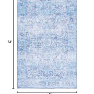 SAFAVIEH Tucson Collection Accent Rug - 4' x 6', Purple & Blue, Persian Design, Non-Shedding Machine Washable & Slip Resistant Ideal for High Traffic Areas in Entryway, Living Room, Bedroom (TSN185V)