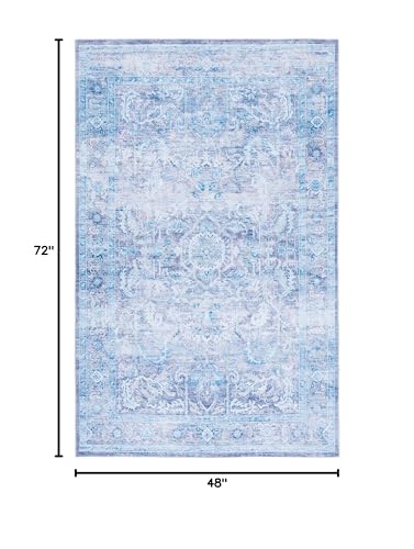 SAFAVIEH Tucson Collection Accent Rug - 4' x 6', Purple & Blue, Persian Design, Non-Shedding Machine Washable & Slip Resistant Ideal for High Traffic Areas in Entryway, Living Room, Bedroom (TSN185V)