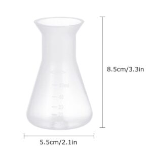 ULTECHNOVO Erlenmeyer Flask - 6pcs Plastic Conical Flask Clear Scale, 50ml Conical Flask for Lab Chemistry Students Educational Learning