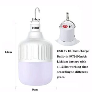 Multi-Functional Emergency LED Light Bulb with USB Charging, Capable to Recharge Mobile Devices , Ideal for Power Outage, Tent Camping, Fishing (WHITE-LED-100W)