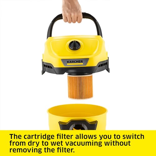 Kärcher - WD 3 Multi-Purpose Wet-Dry Shop Vacuum Cleaner - 4.5 Gallon - With Attachments – Blower Feature, Compact Space-Saving Design - 1000W,Yellow