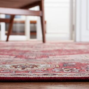 SAFAVIEH Tucson Collection Area Rug - 5' x 8', Red & Pink, Persian Design, Non-Shedding Machine Washable & Slip Resistant Ideal for High Traffic Areas in Living Room, Bedroom (TSN139R)