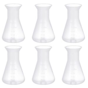 ultechnovo erlenmeyer flask - 6pcs plastic conical flask clear scale, 50ml conical flask for lab chemistry students educational learning