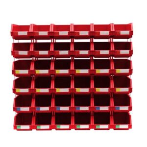 DJC Supply Red Medium 5.9" X 9.4" X 4.9" Heavy duty thermoplastic storage bin organizer, Stackable, Hangable, Side-connect, Used in classrooms, garages, warehouse, factrories and more! (2 PACK)