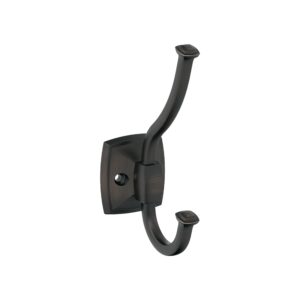 amerock h37002orb | kinsale double prong decorative wall hook | oil rubbed bronze hook for coats, hats, backpacks, bags | hooks for bathroom, bedroom, closet, entryway, laundry room, office