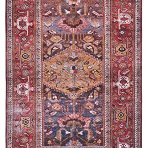 SAFAVIEH Tucson Collection Accent Rug - 3' x 5', Navy & Rust, Boho Persian Design, Non-Shedding Machine Washable & Slip Resistant Ideal for High Traffic Areas in Foyer, Living Room, Bedroom (TSN127N)