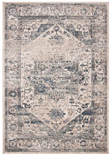 MARTHA STEWART x SAFAVIEH 6'7" x 9' Ivory/Blue MSR868A Oriental Non-Shedding Area Rug