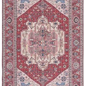 SAFAVIEH Tucson Collection Area Rug - 5' x 8', Red & Pink, Persian Design, Non-Shedding Machine Washable & Slip Resistant Ideal for High Traffic Areas in Living Room, Bedroom (TSN139R)