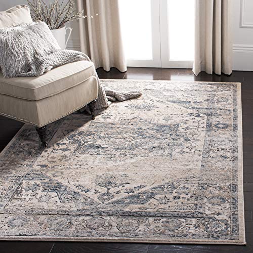 MARTHA STEWART x SAFAVIEH 6'7" x 9' Ivory/Blue MSR868A Oriental Non-Shedding Area Rug