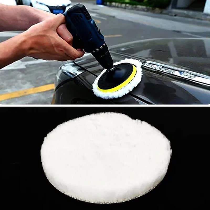 Acxico 1 Set 5pcs 6" Car Polishing Wheel Buffing Pads Set Wool Mop Kit Pad Polisher for Drill