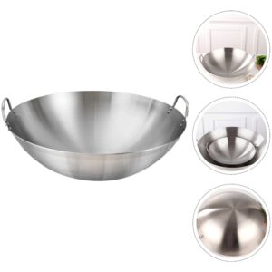 STOBAZA Stainless Steel Wok Pan, 34cm, Nonstick, Multipurpose, Dishwasher Safe