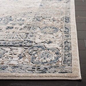 MARTHA STEWART x SAFAVIEH 6'7" x 9' Ivory/Blue MSR868A Oriental Non-Shedding Area Rug