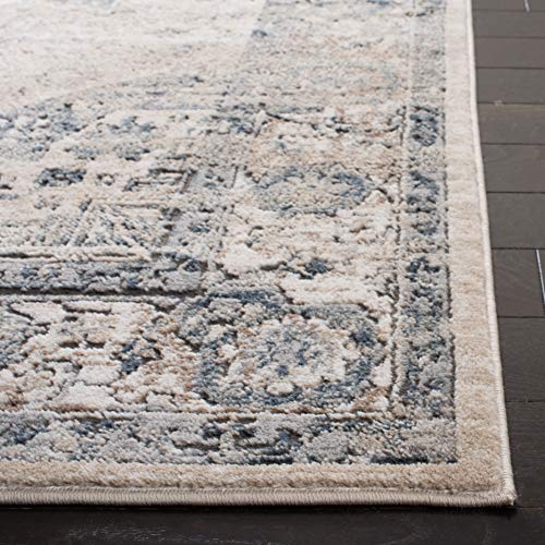 MARTHA STEWART x SAFAVIEH 6'7" x 9' Ivory/Blue MSR868A Oriental Non-Shedding Area Rug