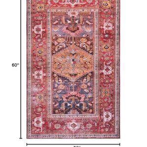 SAFAVIEH Tucson Collection Accent Rug - 3' x 5', Navy & Rust, Boho Persian Design, Non-Shedding Machine Washable & Slip Resistant Ideal for High Traffic Areas in Foyer, Living Room, Bedroom (TSN127N)